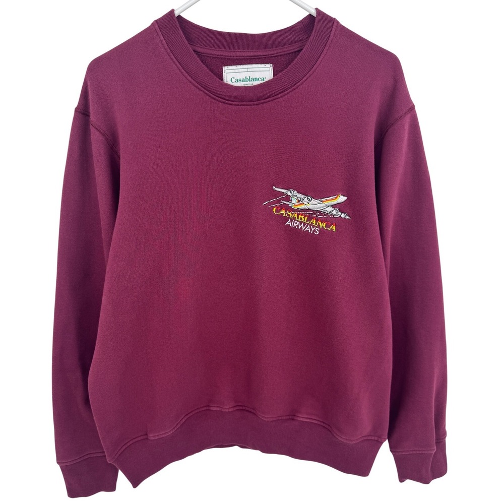 Casablanca Tennis club Airways Embroidered Sweatshirt Burgundy Maroon Medium